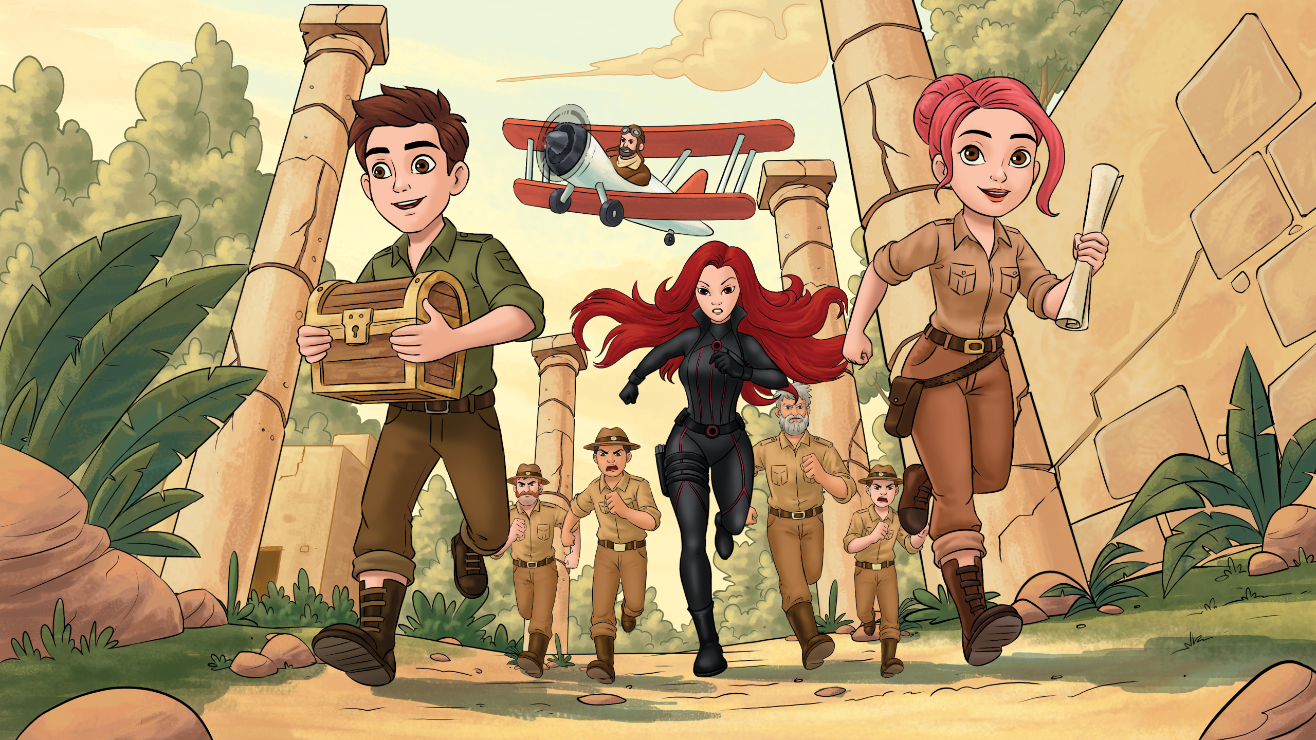 Kid Adventure, Trixie Trailblazer and Scarlet Vortex of Iron Veil